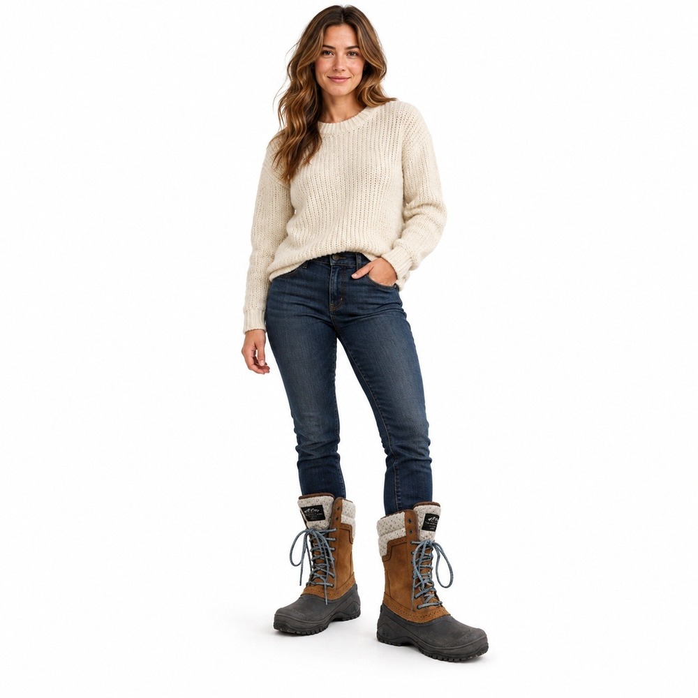THE NORTH FACE Brown Knit Cuff Lace Up Winter Snow Boots Womens 9